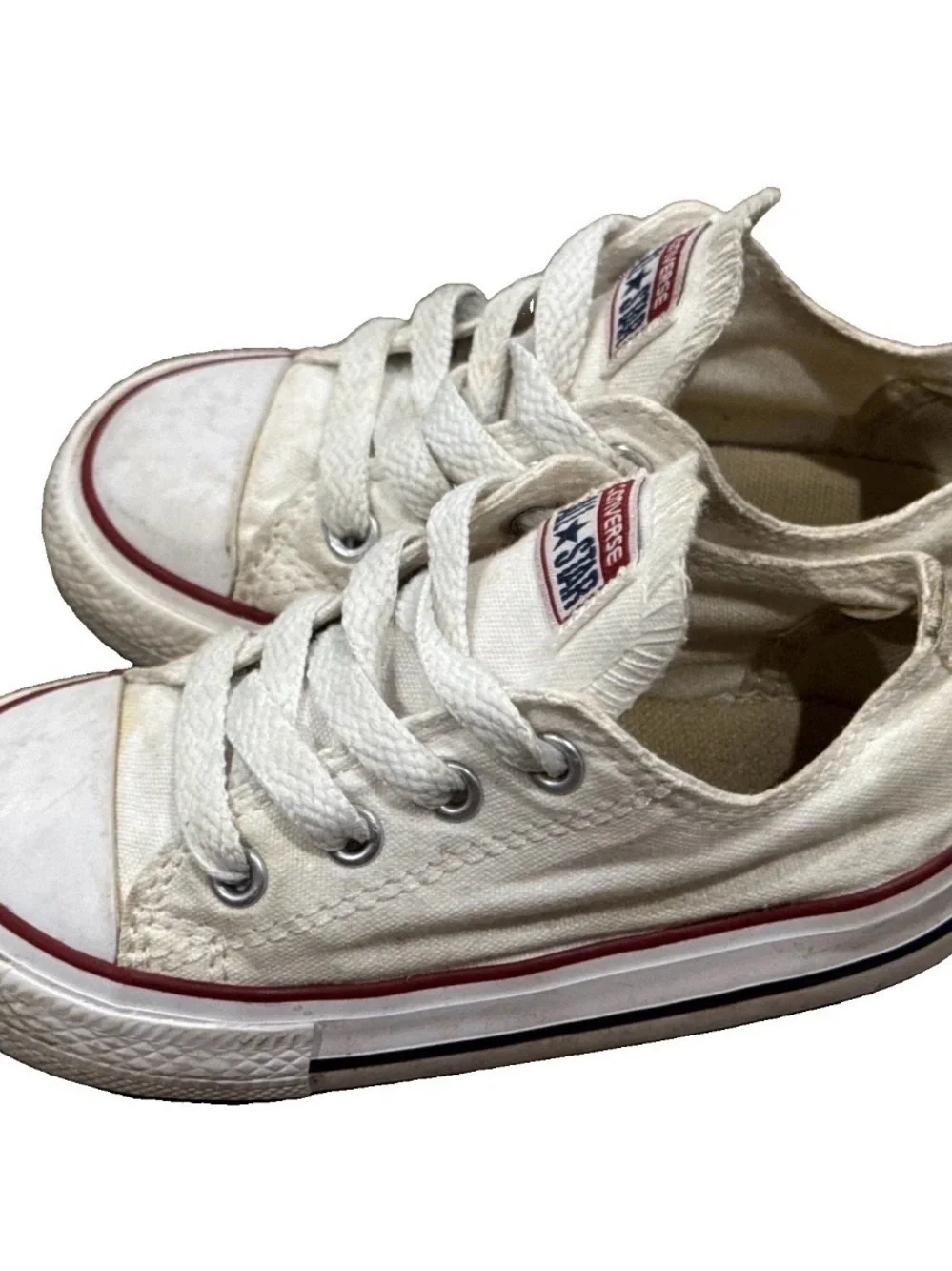 White Toddler Converse Lace Up Sneakers Size 7 Toddler Unisex Chuck Taylor